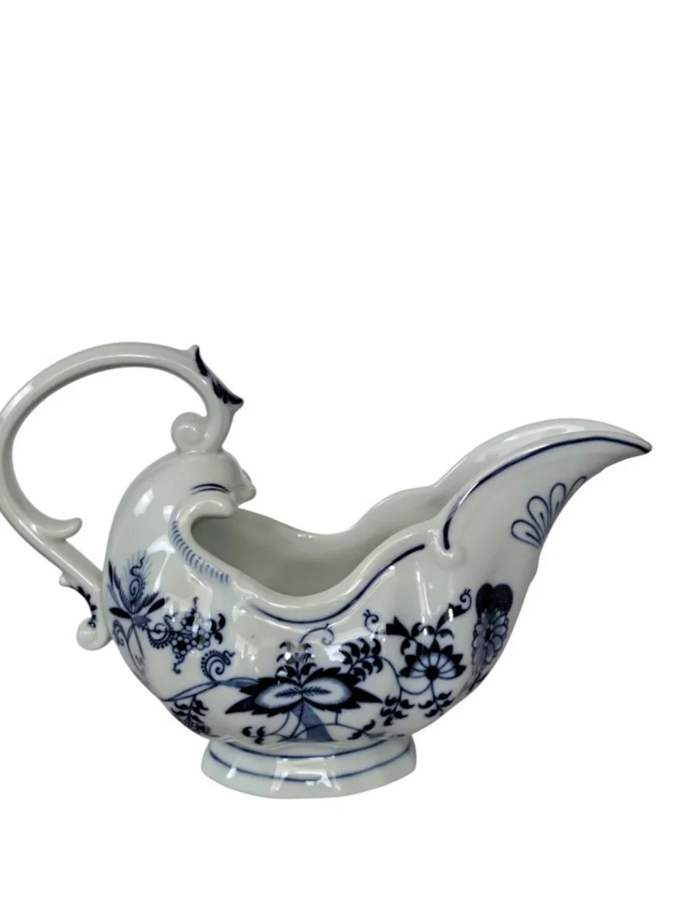VTG Blue Danube Blue Onion Gravy Sauce Boat Porcelain 18oz Rectangle Mark Japan
